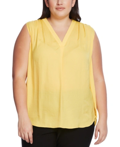 Shop Vince Camuto Plus Size V-neck Sleeveless Blouse In Primrose Yellow