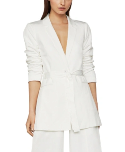 Shop Bcbgmaxazria Belted One-button Jacket In Optic White