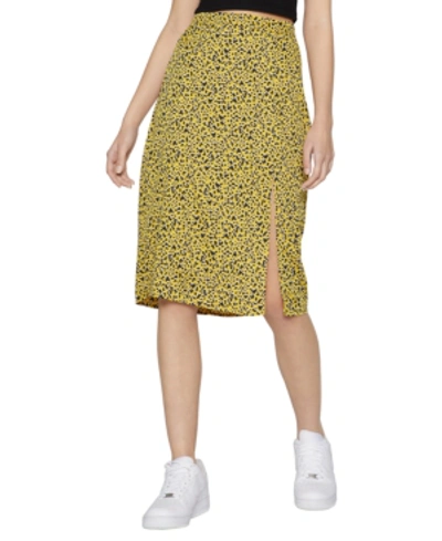 Shop Bcbgeneration Animal Print Midi Skirt In Yellow