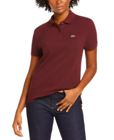 Shop Lacoste Short Sleeve Classic Fit Polo Shirt In Pruneau