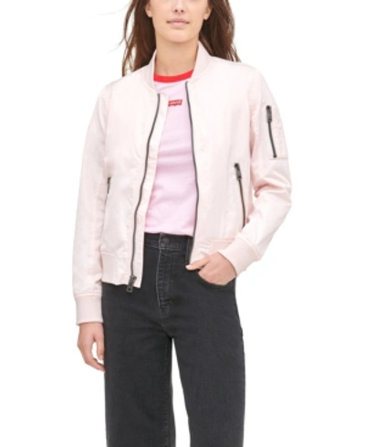 Shop Levi's Women's Lightweight Zip-detail Bomber Jacket In Peach Blush