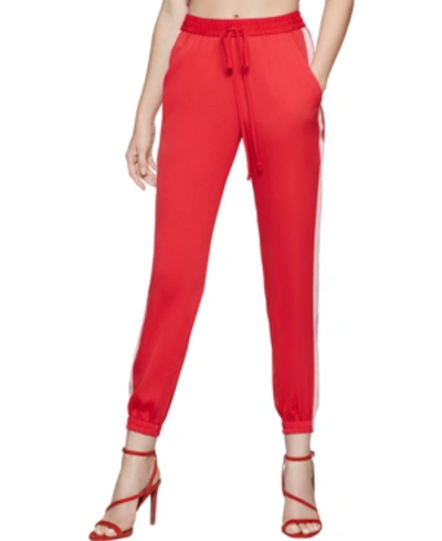 Shop Bcbgeneration Woven Stripe Jogger Pants In Electric Red
