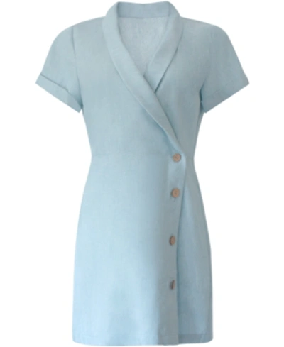 Shop Bcbgeneration Chambray Twill Button Dress In Blue Mist