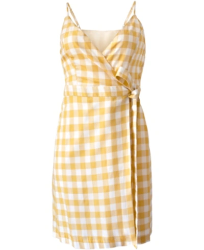 Shop Bcbgeneration Woven Gingham Tie Dress In Yellow