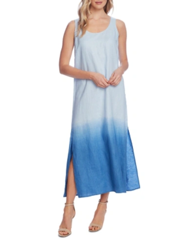 Shop Vince Camuto Linen Dip-dyed Tank Dress In Blue Bird