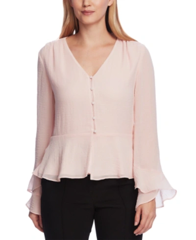 Shop Vince Camuto Women's Flutter Cuff Button Front Blouse In Fresh Pink