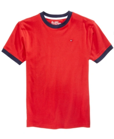 Shop Tommy Hilfiger Toddler Boys Contrast Trim Ken T-shirt In Red