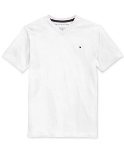 Shop Tommy Hilfiger Big Boys' Solid Embroidered Logo V-neck Tee In White