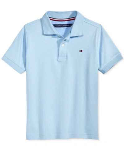Shop Tommy Hilfiger Big Boys Logo Ivy Stretch Polo Shirt In Capri Blue