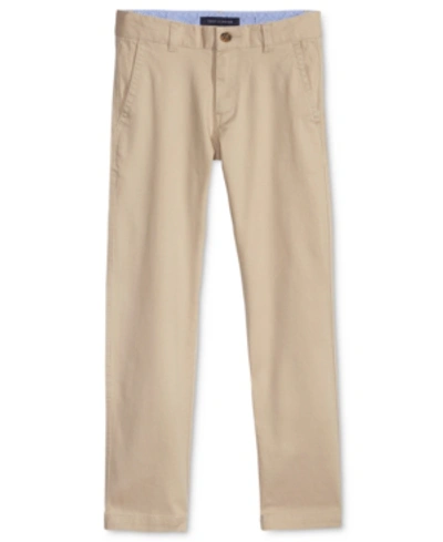 Shop Tommy Hilfiger Toddler Boys Flat-front Stretch Chino Pants In Travel Khaki