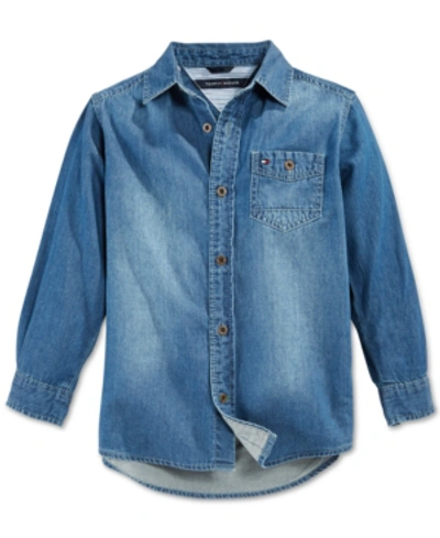Shop Tommy Hilfiger Toddler Boys Max Denim Button-front Shirt In Blue