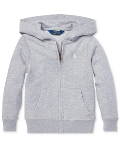 Shop Polo Ralph Lauren Toddler And Little Girls French Terry Full-zip Hoodie In Light Grey Heather