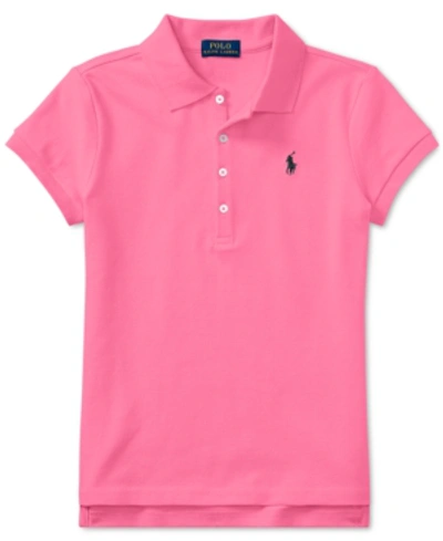 Polo Ralph Lauren Big Girls Stretch Mesh Polo Shirt In Baja Pink