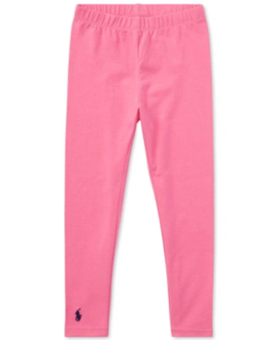 Shop Polo Ralph Lauren Toddler And Little Girls Stretch Embroidered Pony Stretch Cotton Leggings In Baja Pink