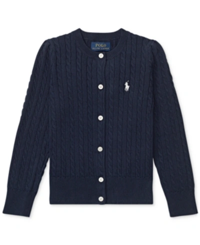 Polo Ralph Lauren Toddler Girls Cable-knit Cotton Cardigan In Hunter Navy