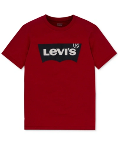 Shop Levi's Little Boys House Mark Short Sleeve Logo T-shirt In Team Red
