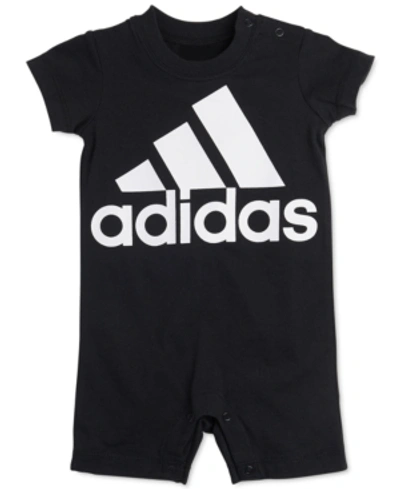 Shop Adidas Originals Baby Boys Shortie Short Sleeves Romper In Black