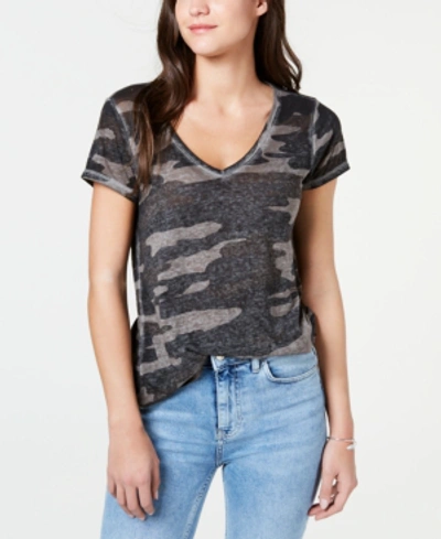 Shop Lucky Brand Camo-print T-shirt In Grey Multi
