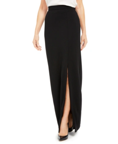 Shop Adrianna Papell Petite Slit-front Skirt In Black