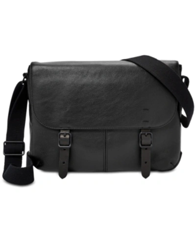 Shop Fossil Men's Buckner Small Leather Commuter Bag In Black