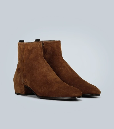 Shop Saint Laurent Caleb Zipped Boots In Brown