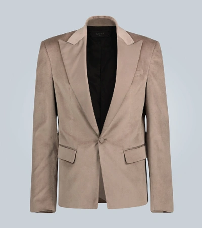 Shop Amiri Tuxedo Jacket With Satin Lapels In Beige