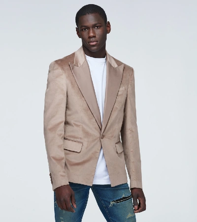 Shop Amiri Tuxedo Jacket With Satin Lapels In Beige