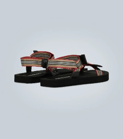 Shop Burberry Icon Stripe Webbing Sandals In Beige