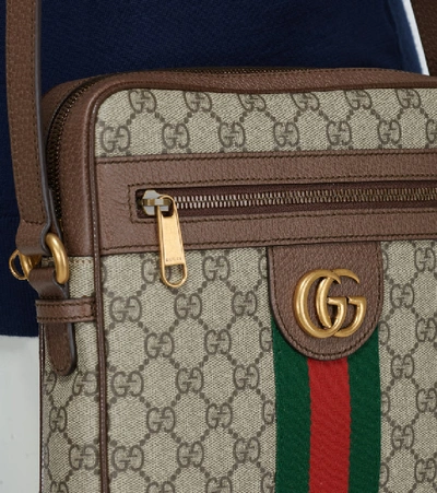 Shop Gucci Ophidia Gg Canvas Messenger Bag In Red