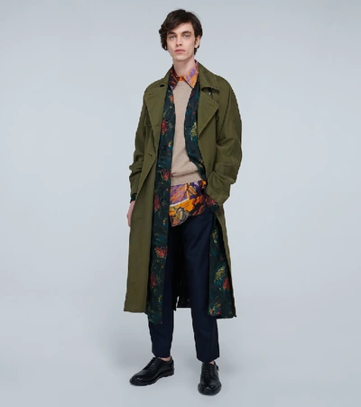 Shop Dries Van Noten Double-breasted Cotton Trench Coat In Green