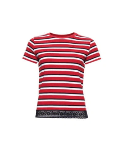 Shop Superdry Lace Hem T-shirt In Red