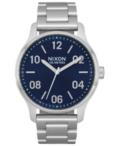 Shop Nixon Men's Patrol Stainless Steel Bracelet Watch 42mm In Navy / Silver