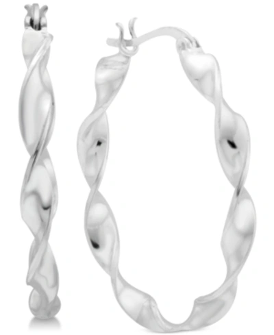 Shop Essentials And Now This Twisted Small Medium Hoop Earrings In Silver Plate