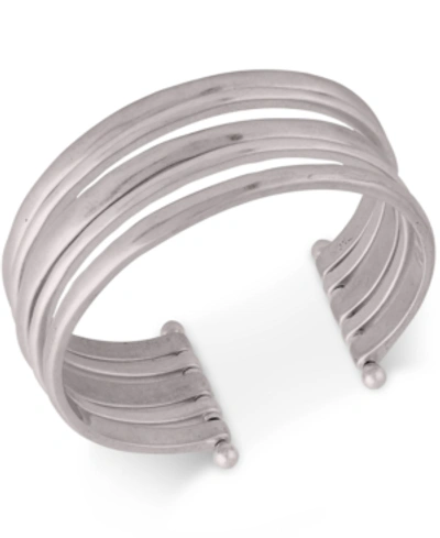 Shop Lucky Brand Multi-row Cuff Bracelet In Silver