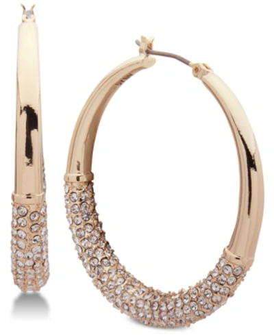 Shop Dkny Medium Ombre Pave Hoop Earrings 1-1/3" In Gold
