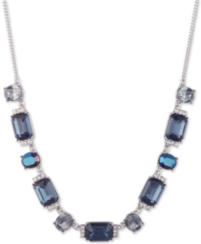 Shop Givenchy Pave & Stone Collar Necklace, 16" + 3" Extender In Blue