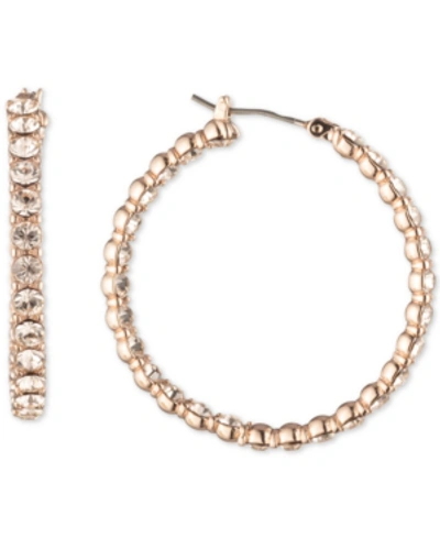 Shop Givenchy Medium Pave Hoop Earrings, 1.4" In Rose Gold