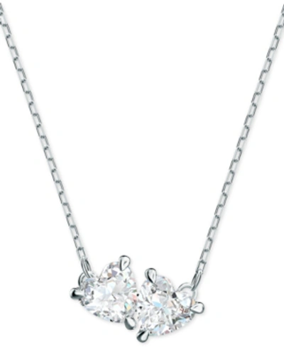 Swarovski Attract Soul Rhodium Plated Heart Necklace In Crystal