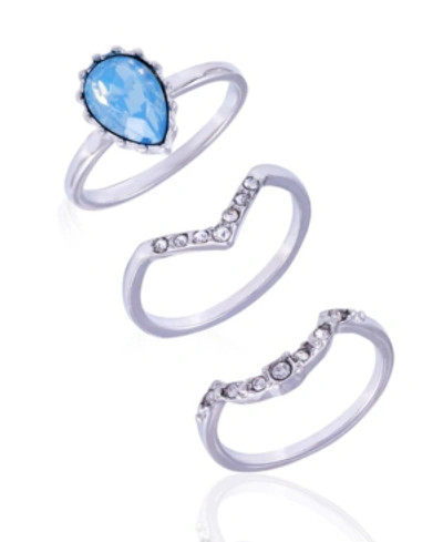 Shop Nanette Lepore Extra Celestial Set Of 3 Stack Rings In Silver