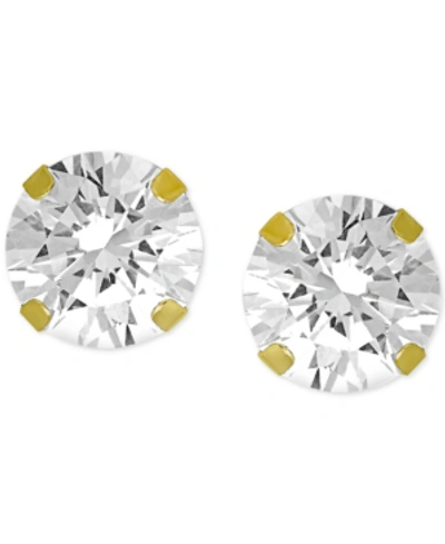 Shop Essentials Cubic Zirconia 1/4" Stud Silver Plate Earrings In Gold