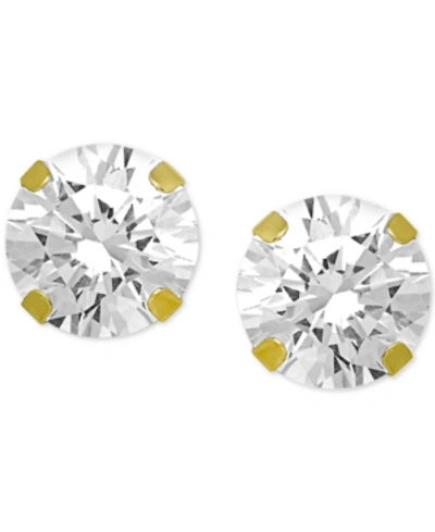 Shop Essentials Cubic Zirconia 1/3" Stud Silver Plate Earrings In Gold