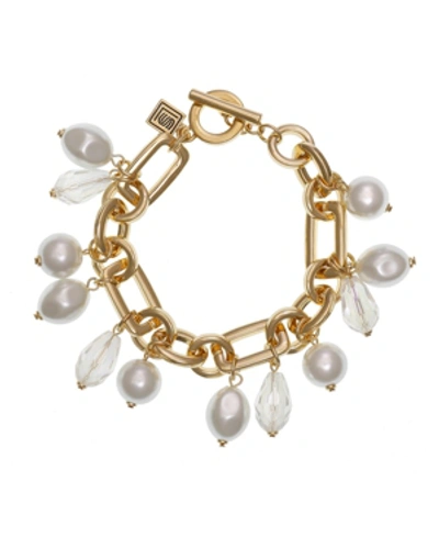 Shop Laundry By Shelli Segal Toggle Bracelet With Pearls In Gold