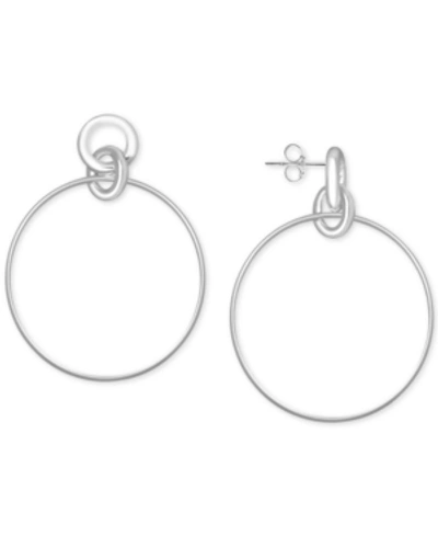 Shop Essentials Circle Link Drop Earrings In Silver-plate