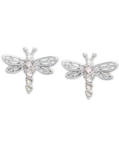 Shop Olivia Burton Crystal Dragonfly Stud Earrings In Silver