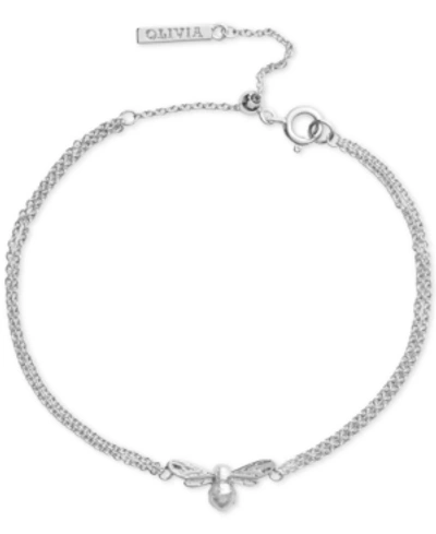 Shop Olivia Burton Lucky Bee Pendant Chain Bracelet In Silver