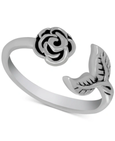 Shop Essentials Floral Open Ring In Silver-plate