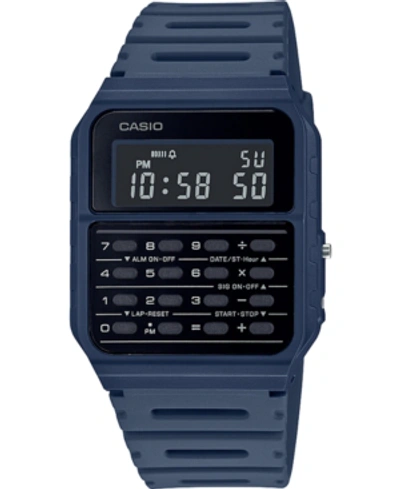 Shop Casio Unisex Digital Calculator Blue Resin Strap Watch 34.4mm In Navy