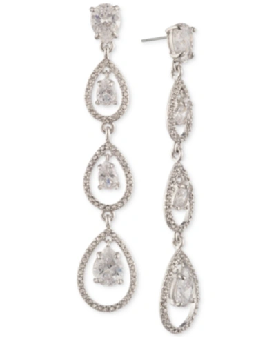 Shop Givenchy Silver-tone Crystal Linear Drop Earrings