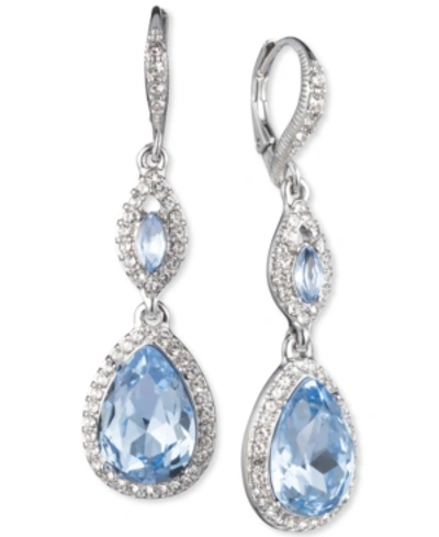 Shop Givenchy Crystal & Stone Double Drop Earrings In Blue