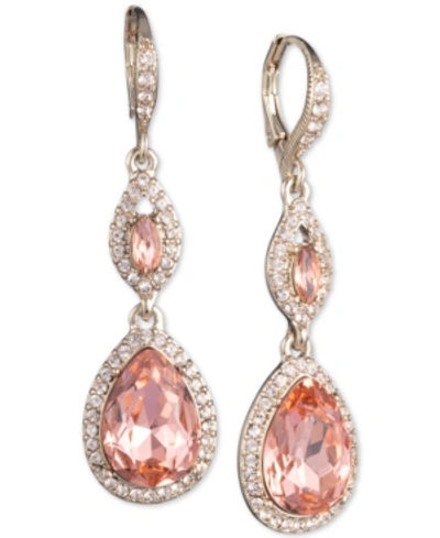 Shop Givenchy Crystal & Stone Double Drop Earrings In Peach